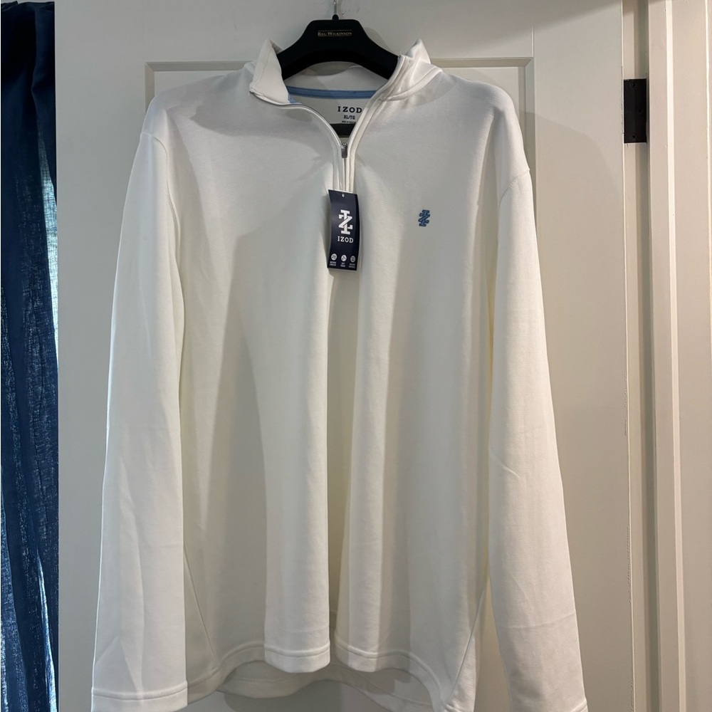 Izod Cream white Shirt with Navy Accents